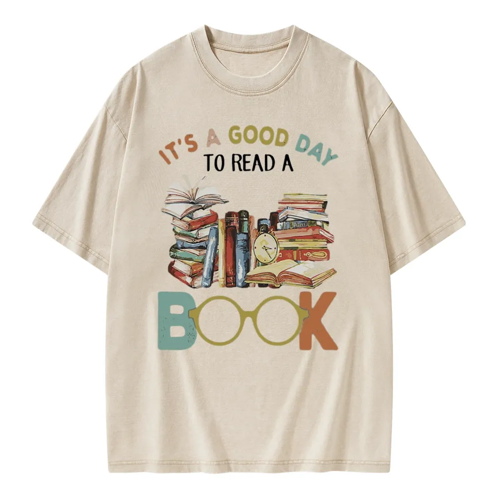 Pagewings It’s a Good Day to Read a Book Unisex Washed T-shirt