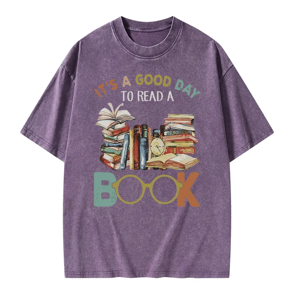 Pagewings It’s a Good Day to Read a Book Unisex Washed T-shirt