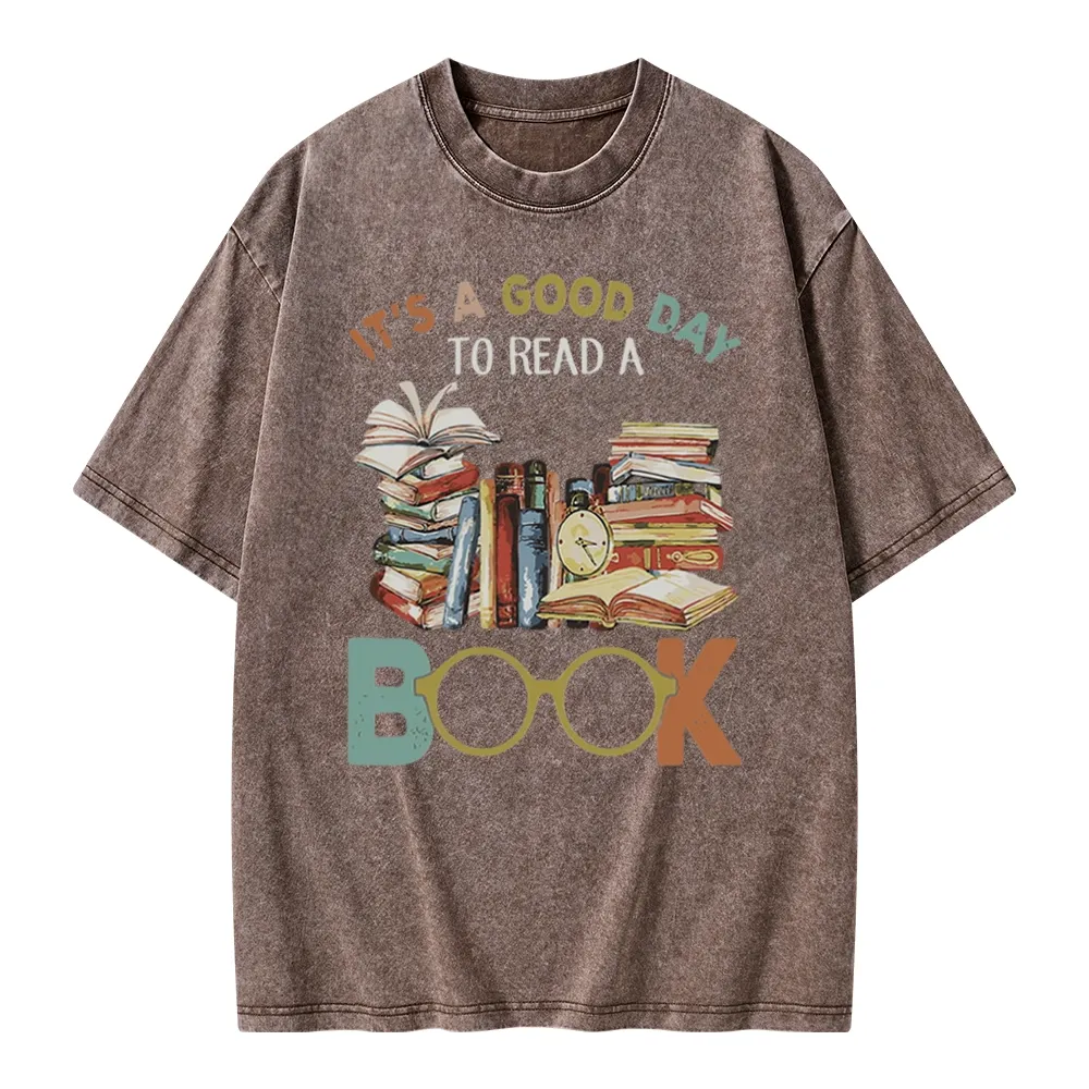 Pagewings It’s a Good Day to Read a Book Unisex Washed T-shirt