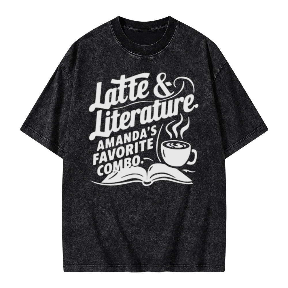 Pagewings Latte & Literature Amanda's Favorite Combo Unisex Washed T-shirt