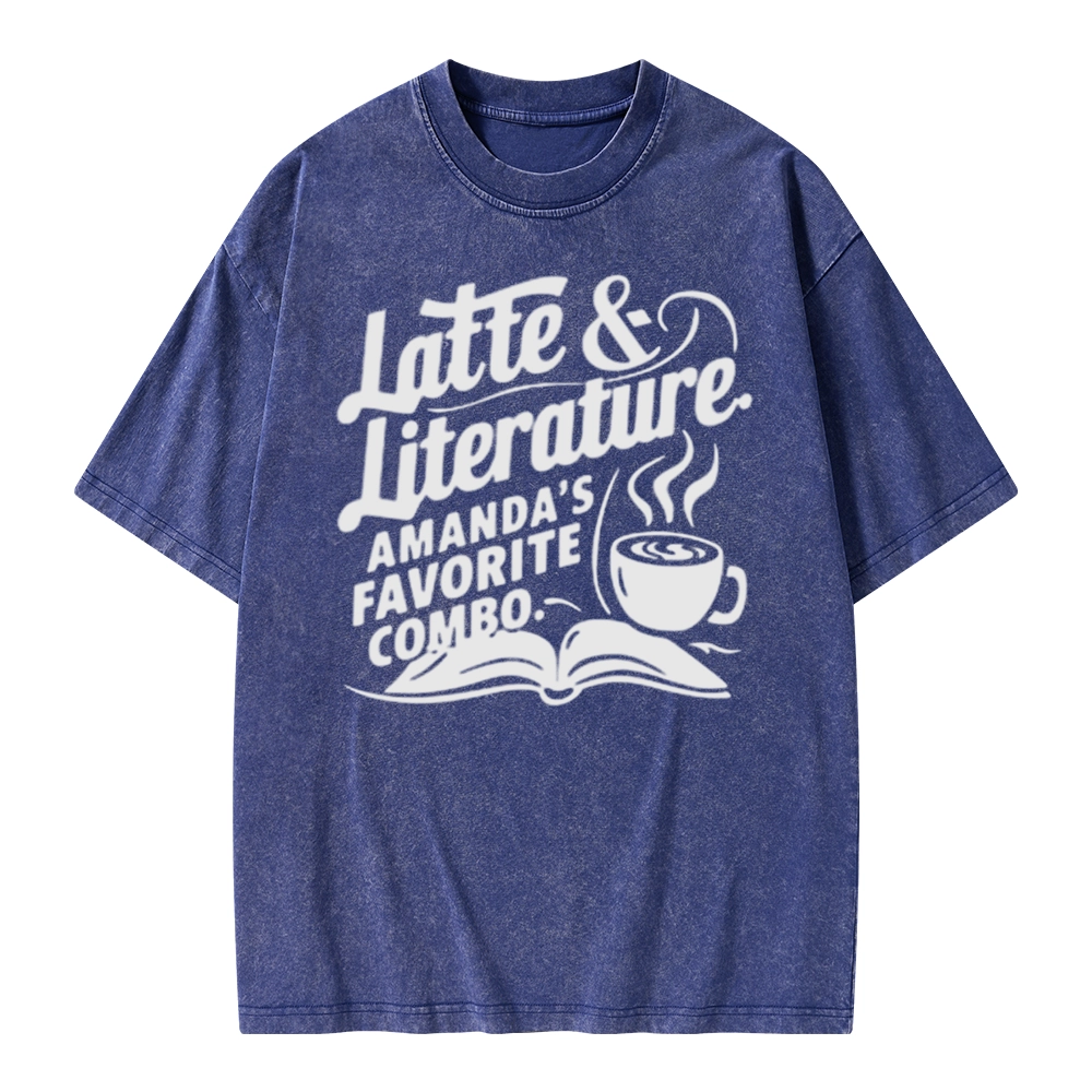 Pagewings Latte & Literature Amanda's Favorite Combo Unisex Washed T-shirt