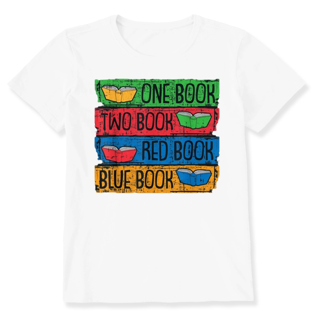 Pagewings One Book Two Books Red Book Blue Book Unisex Classic T-shirt