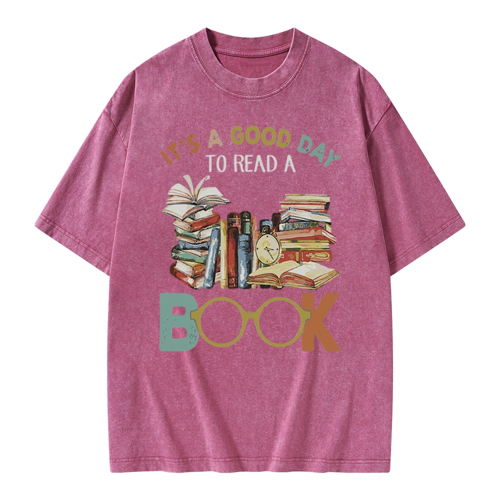 Pagewings It’s a Good Day to Read a Book Unisex Washed T-shirt