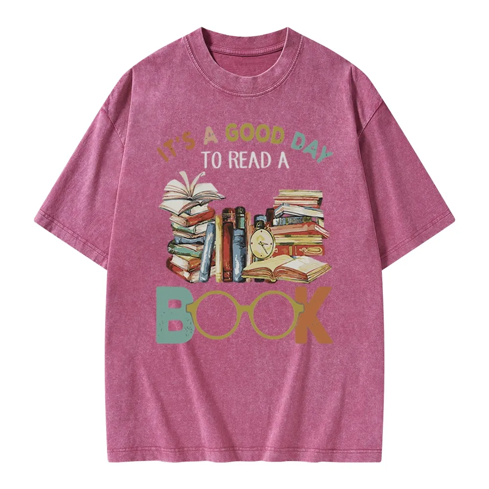 Pagewings It’s a Good Day to Read a Book Unisex Washed T-shirt