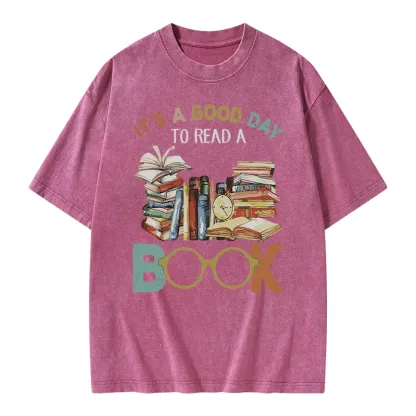 Pagewings It’s a Good Day to Read a Book Unisex Washed T-shirt