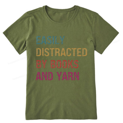 Pagewing Easily Distracted By Books And Yarn Unisex Classic T-shirt