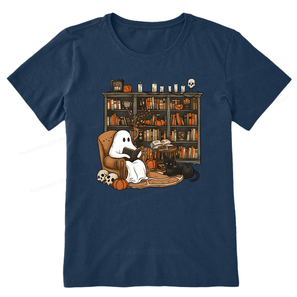 Pagewings Halloween Ghost Reading Books Unisex Classic T-shirt