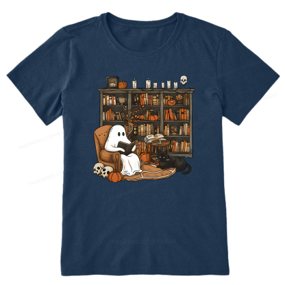 Pagewings Halloween Ghost Reading Books Unisex Classic T-shirt