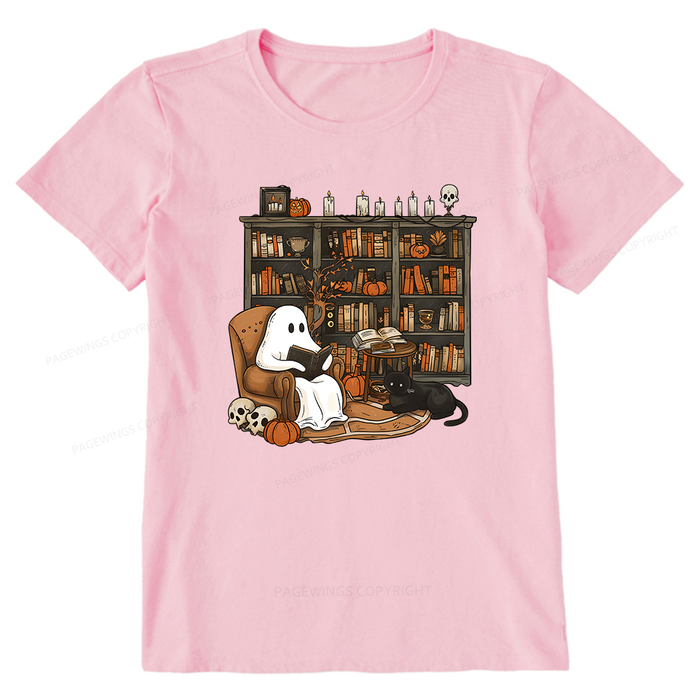 Pagewings Halloween Ghost Reading Books Unisex Classic T-shirt