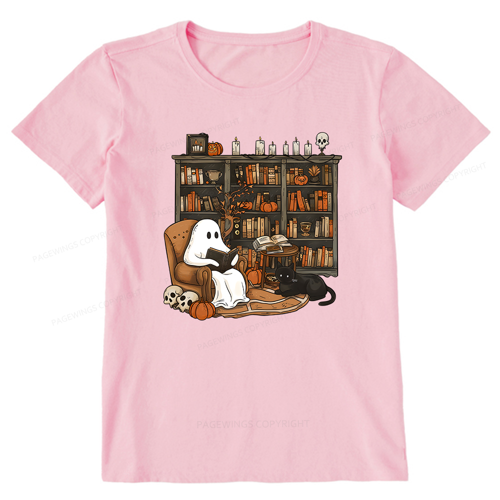 Pagewings Halloween Ghost Reading Books Unisex Classic T-shirt
