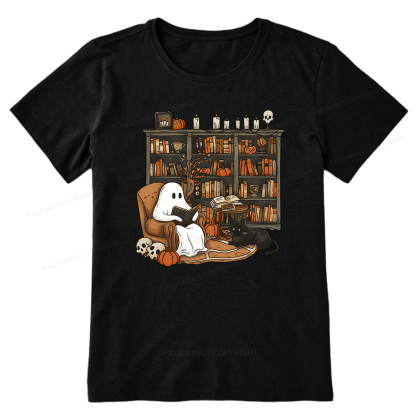 Pagewings Halloween Ghost Reading Books Unisex Classic T-shirt