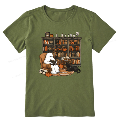Pagewings Halloween Ghost Reading Books Unisex Classic T-shirt