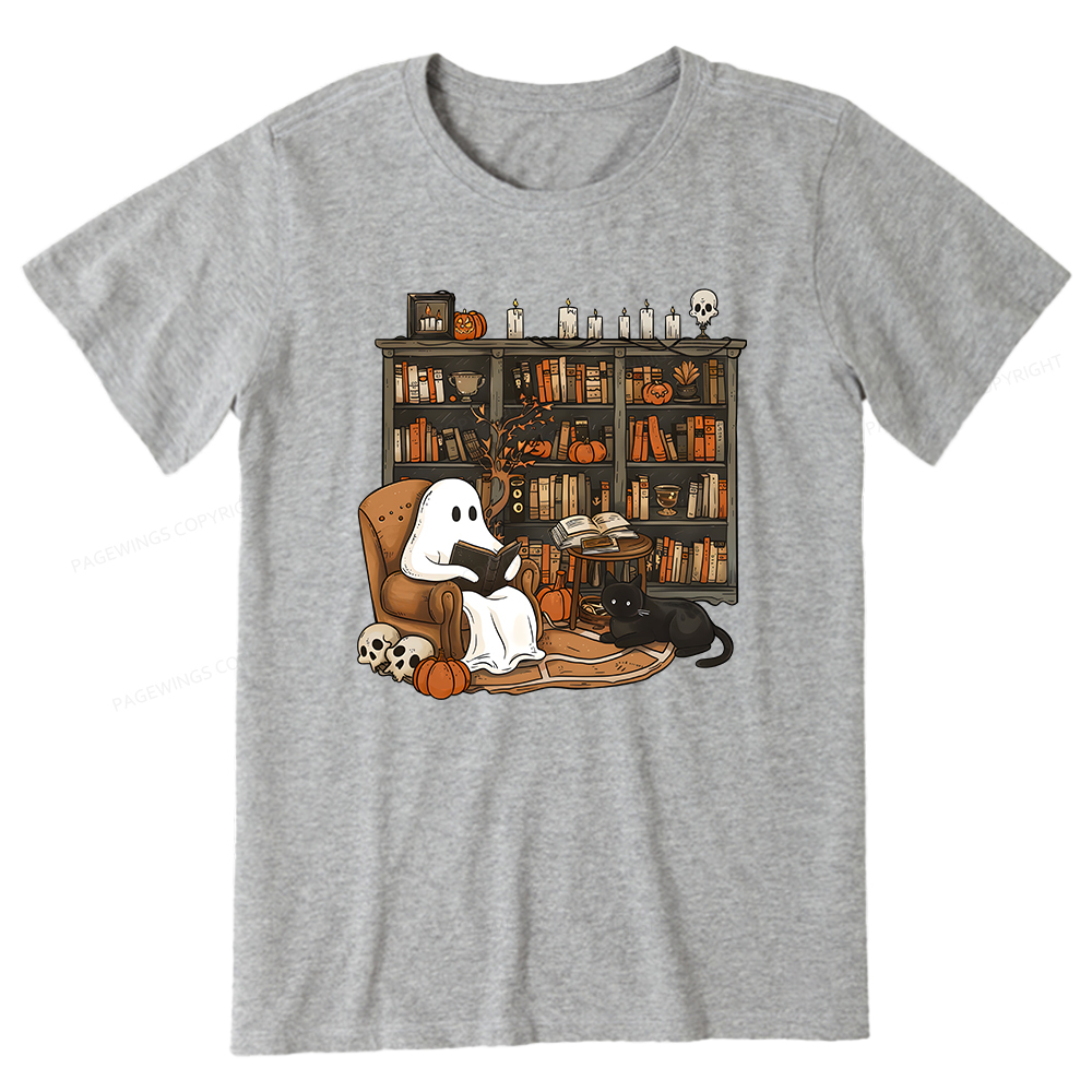 Pagewings Halloween Ghost Reading Books Unisex Classic T-shirt