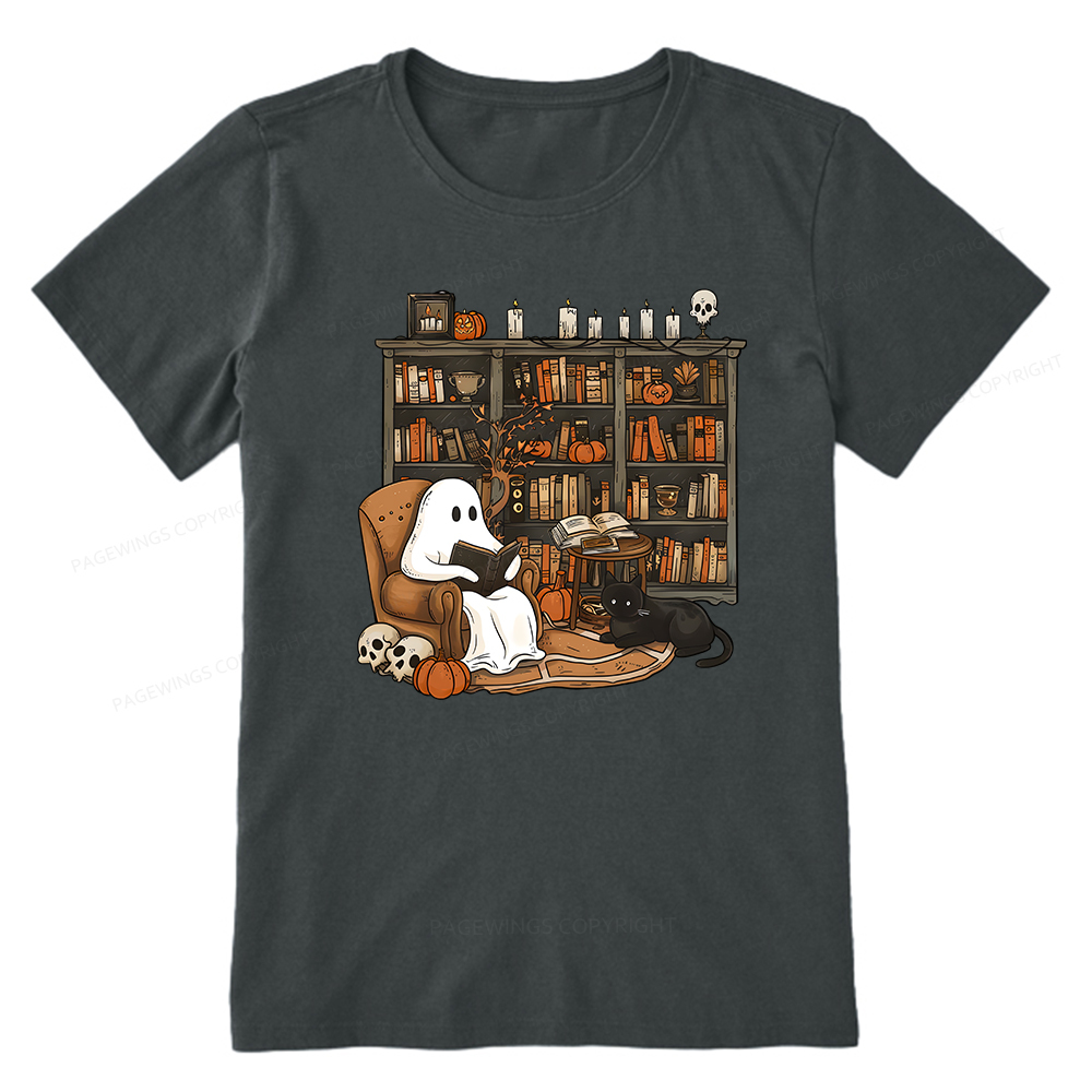 Pagewings Halloween Ghost Reading Books Unisex Classic T-shirt