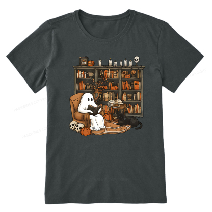Pagewings Halloween Ghost Reading Books Unisex Classic T-shirt