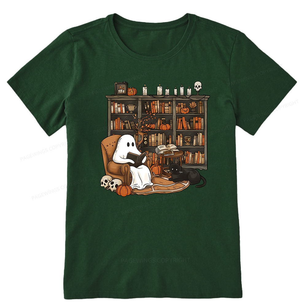 Pagewings Halloween Ghost Reading Books Unisex Classic T-shirt