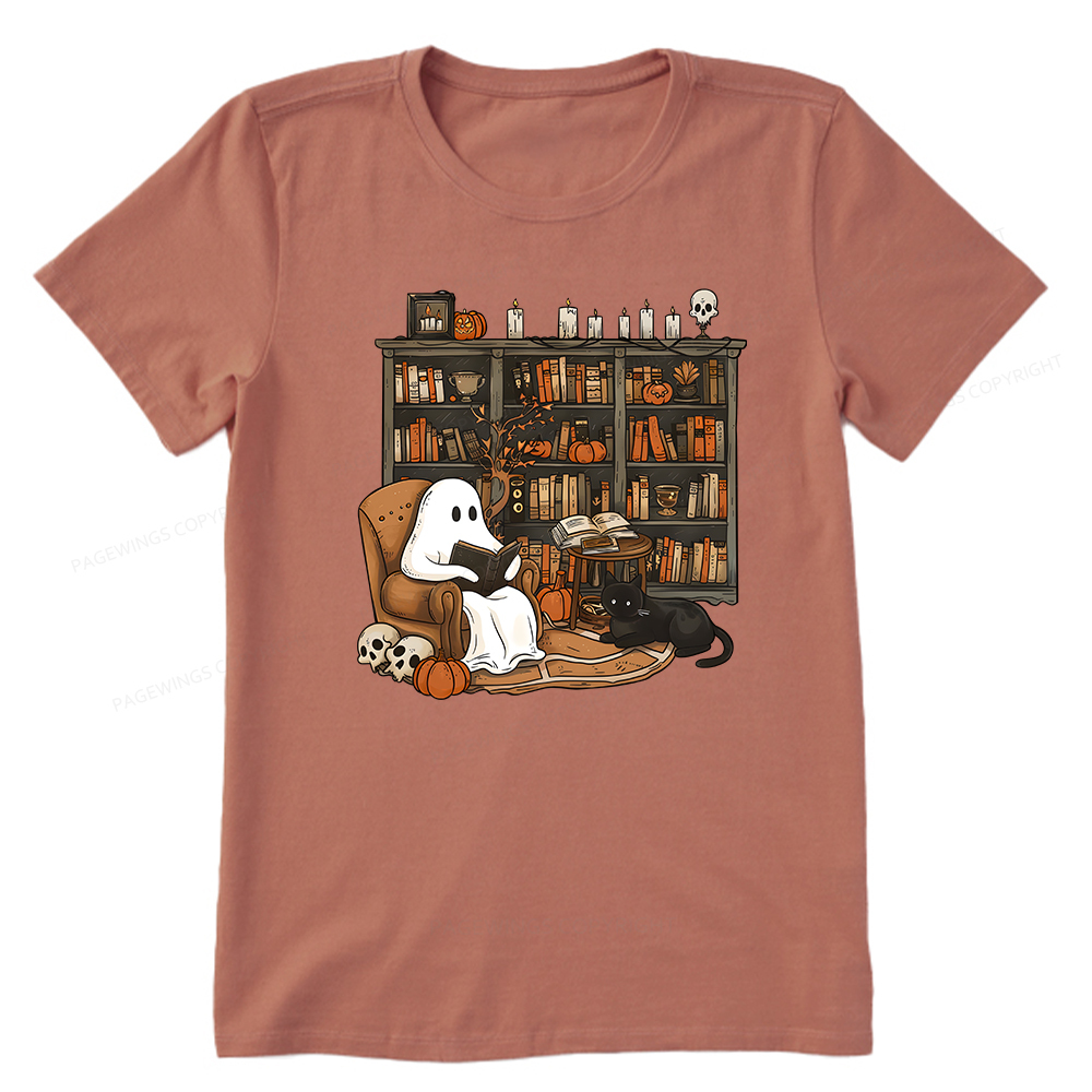 Pagewings Halloween Ghost Reading Books Unisex Classic T-shirt