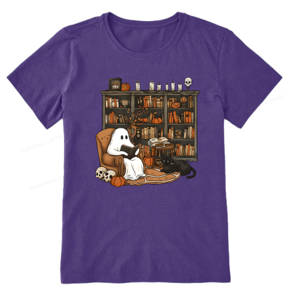 Pagewings Halloween Ghost Reading Books Unisex Classic T-shirt