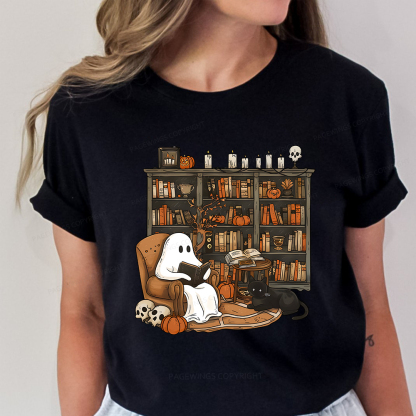 Pagewings Halloween Ghost Reading Books Unisex Classic T-shirt
