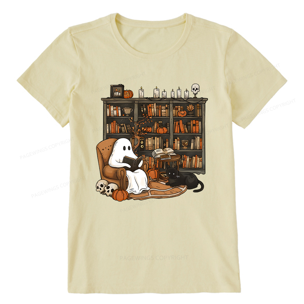 Pagewings Halloween Ghost Reading Books Unisex Classic T-shirt