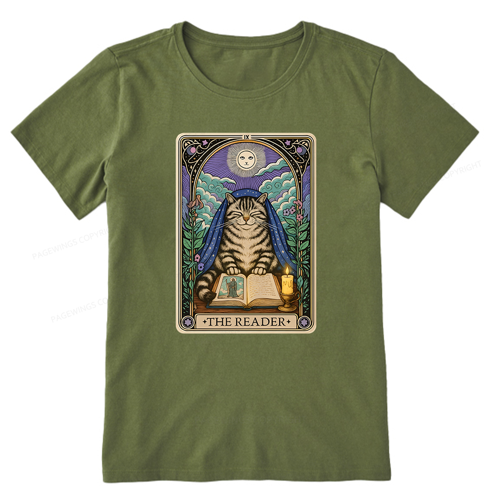 Pagewings The Reader Cat Tarot Cards Unisex Classic T-shirt