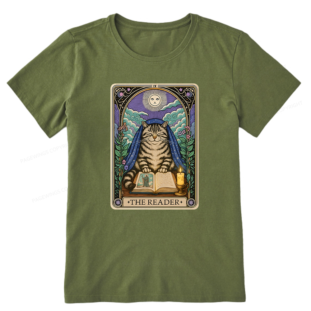Pagewings The Reader Cat Tarot Cards Unisex Classic T-shirt