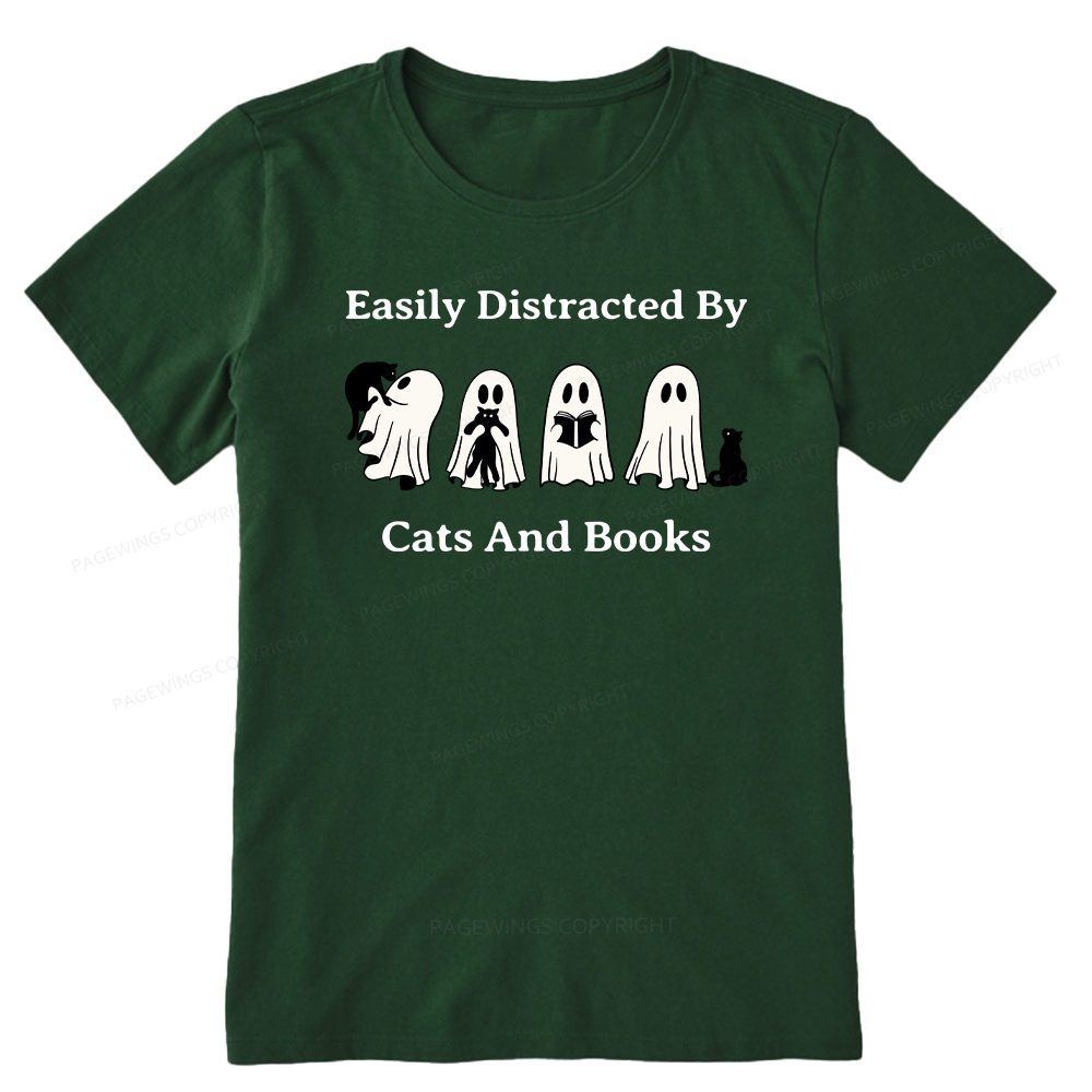 Pagewings Easily Distracted By Cats And Books Unisex Classic T-shirt
