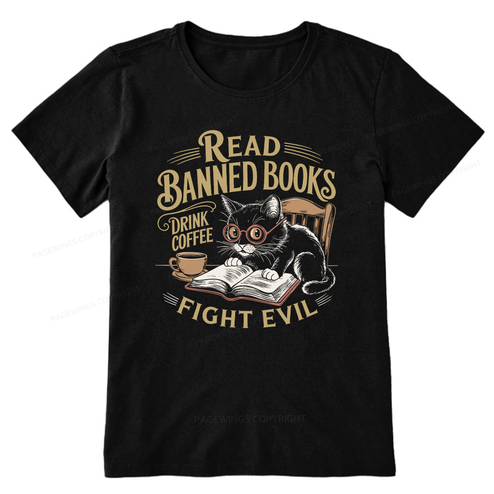 Pagewings Read Books Drink Coffee Fight Evil Unisex Classic T-shirt