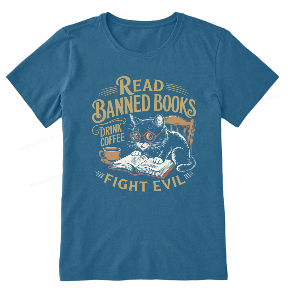 Pagewings Read Books Drink Coffee Fight Evil Unisex Classic T-shirt