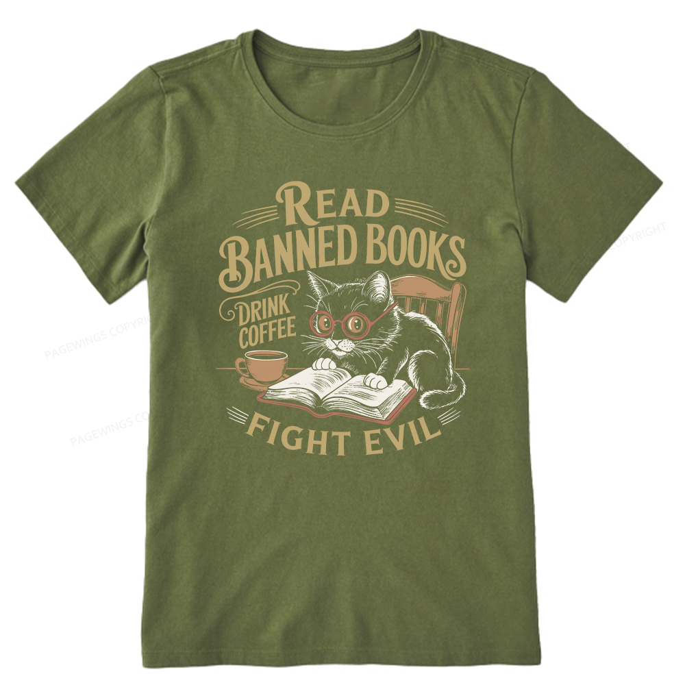 Pagewings Read Books Drink Coffee Fight Evil Unisex Classic T-shirt