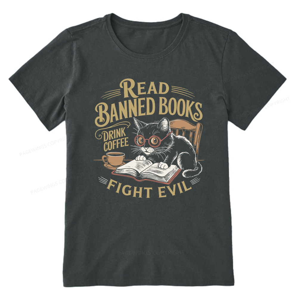Pagewings Read Books Drink Coffee Fight Evil Unisex Classic T-shirt