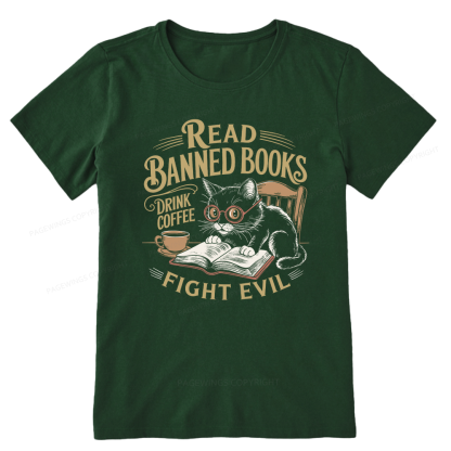 Pagewings Read Books Drink Coffee Fight Evil Unisex Classic T-shirt