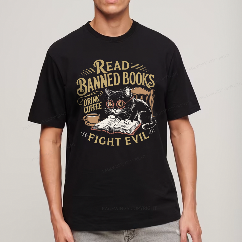 Pagewings Read Books Drink Coffee Fight Evil Unisex Classic T-shirt