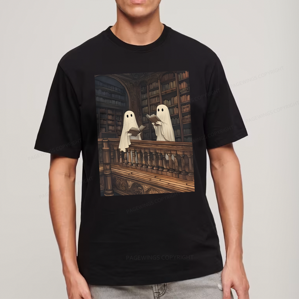 Pagewings Halloween Ghost Reading Unisex Classic T-shirt