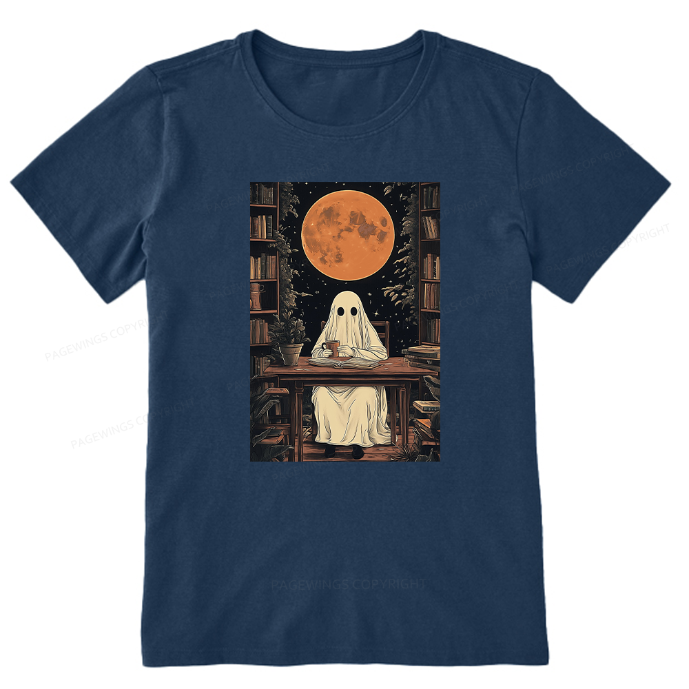Pagewings Halloween Ghost Books Coffee Unisex Classic T-shirt
