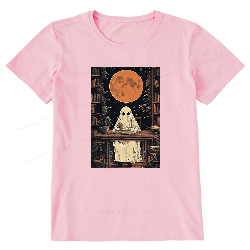 Pagewings Halloween Ghost Books Coffee Unisex Classic T-shirt