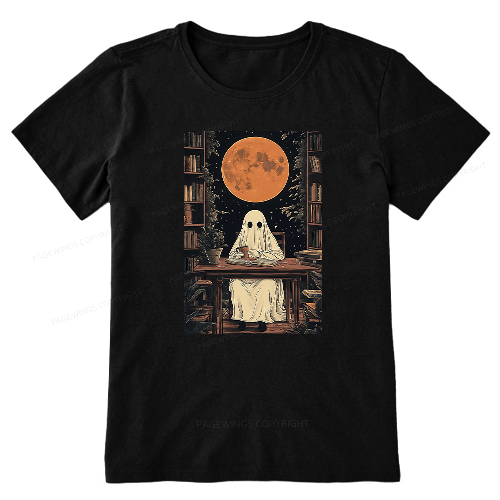 Pagewings Halloween Ghost Books Coffee Unisex Classic T-shirt