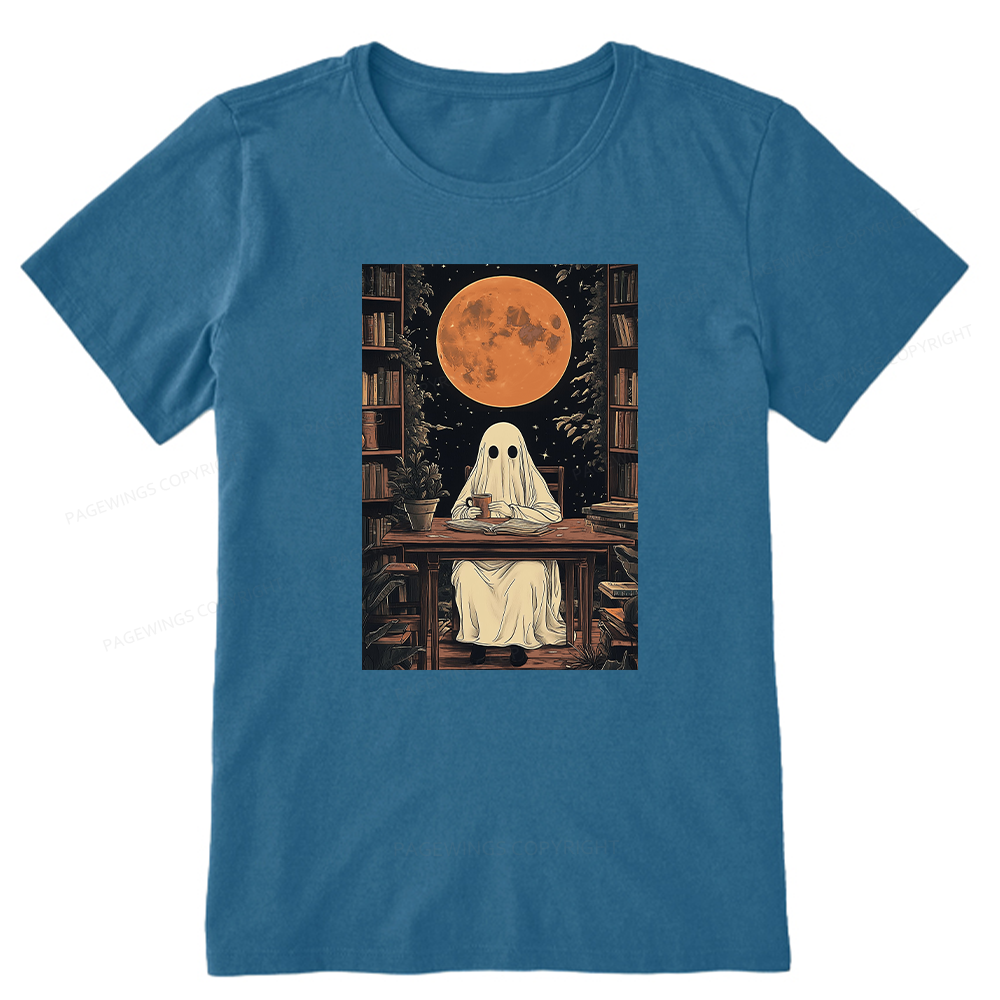 Pagewings Halloween Ghost Books Coffee Unisex Classic T-shirt