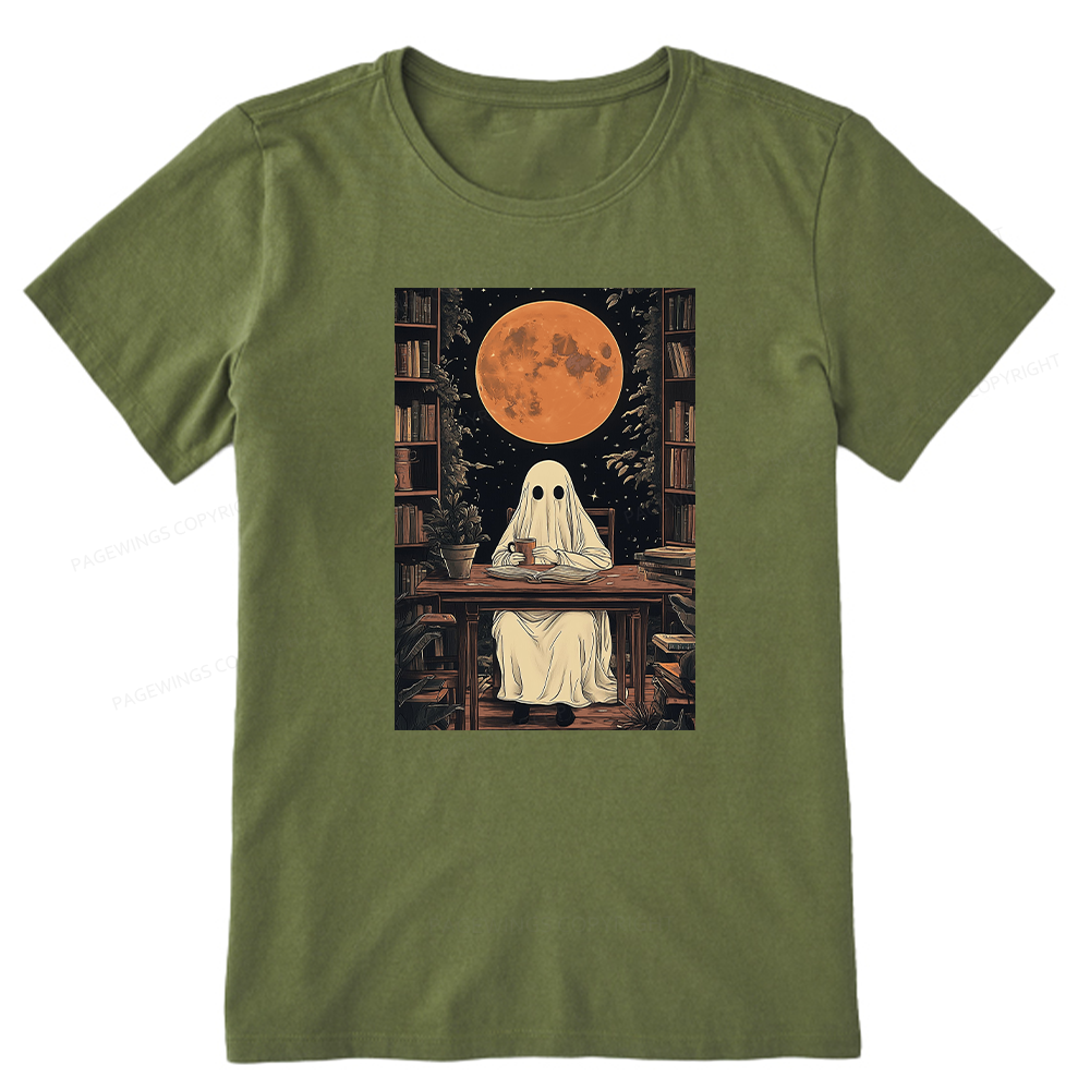 Pagewings Halloween Ghost Books Coffee Unisex Classic T-shirt