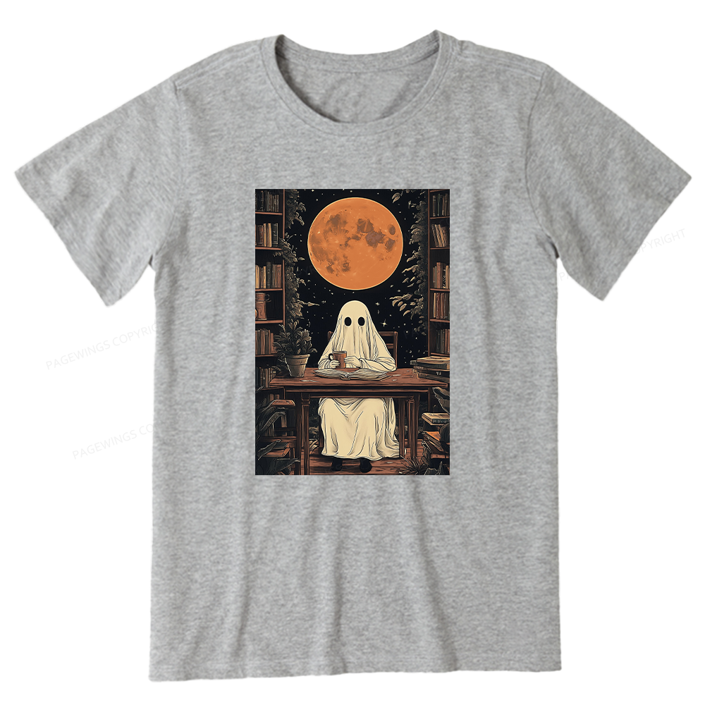 Pagewings Halloween Ghost Books Coffee Unisex Classic T-shirt