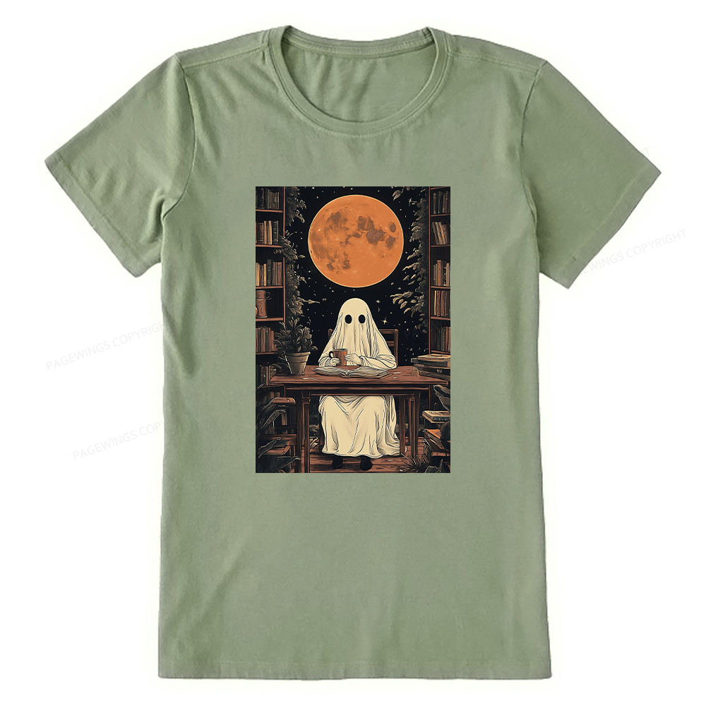 Pagewings Halloween Ghost Books Coffee Unisex Classic T-shirt