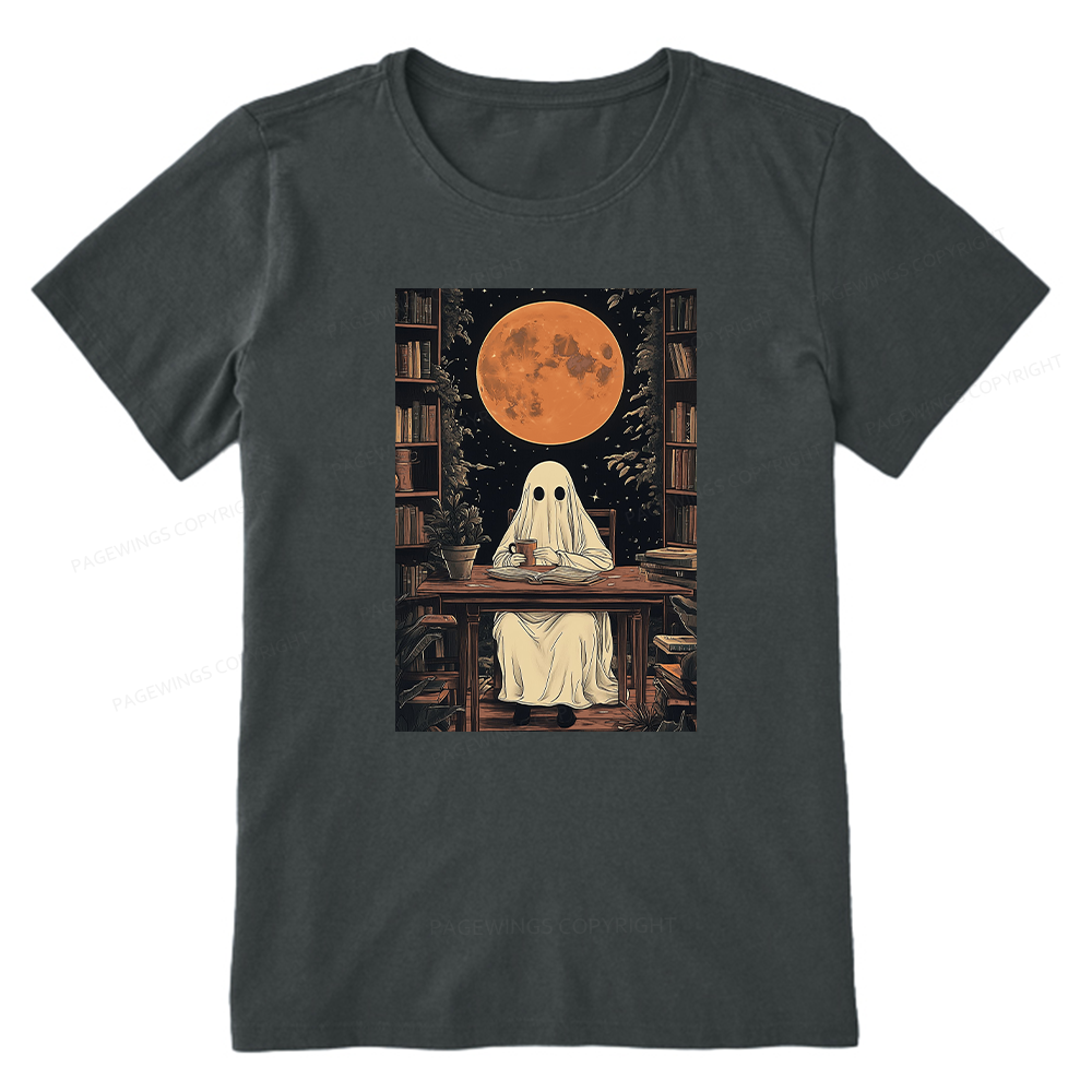 Pagewings Halloween Ghost Books Coffee Unisex Classic T-shirt