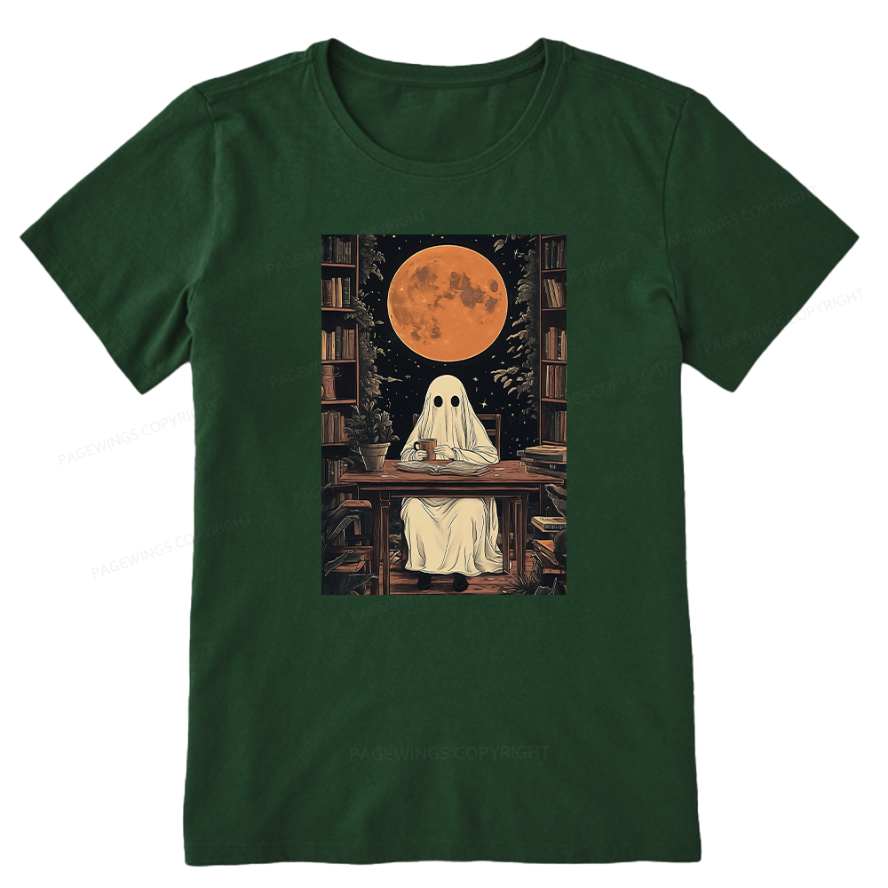 Pagewings Halloween Ghost Books Coffee Unisex Classic T-shirt