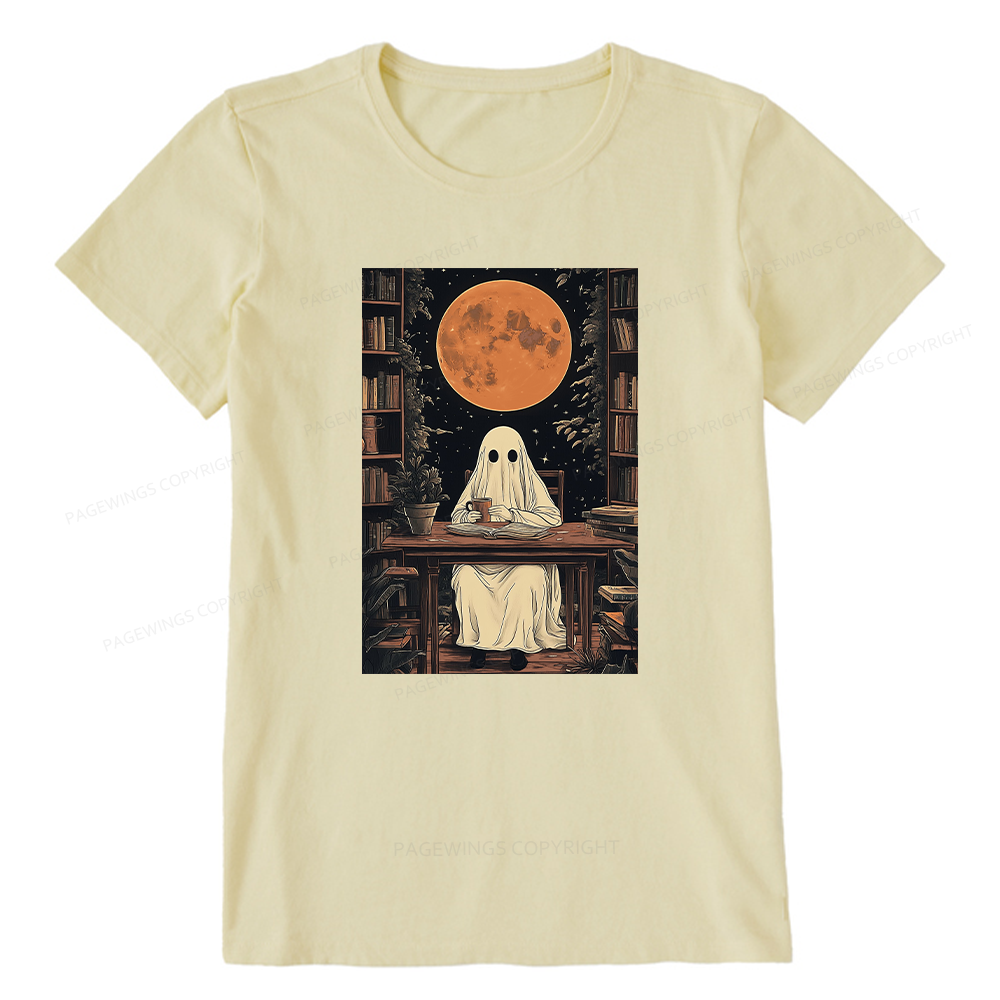 Pagewings Halloween Ghost Books Coffee Unisex Classic T-shirt