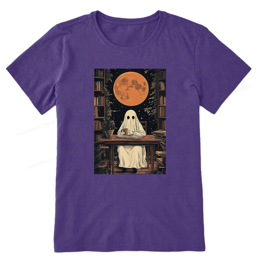 Pagewings Halloween Ghost Books Coffee Unisex Classic T-shirt