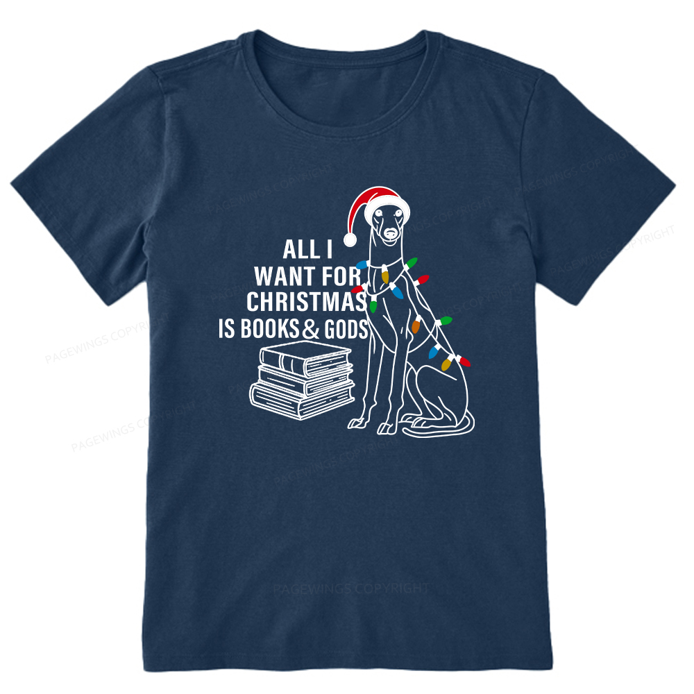 Pagewings All I Want For Christmas Is Books and Dogs Unisex Classic T-shirt