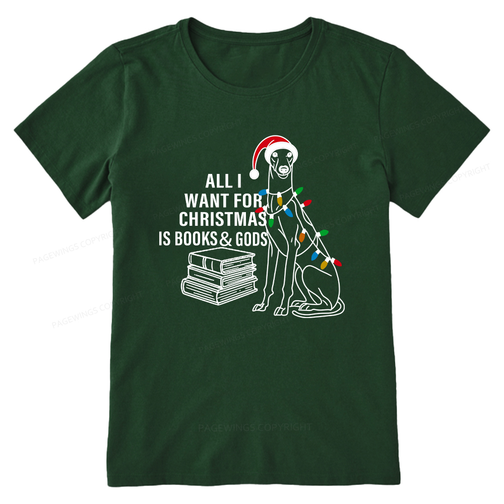 Pagewings All I Want For Christmas Is Books and Dogs Unisex Classic T-shirt