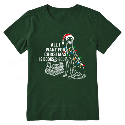 Pagewings All I Want For Christmas Is Books and Dogs Unisex Classic T-shirt