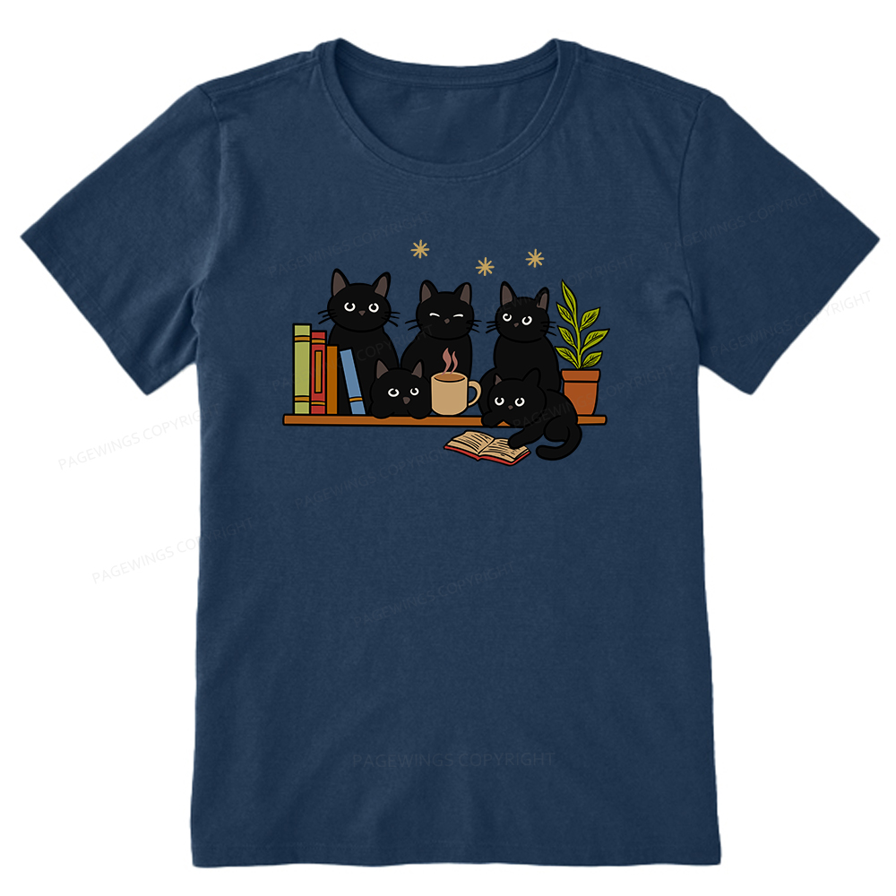 Pagewings Cat On Bookshelf Unisex Classic T-shirt