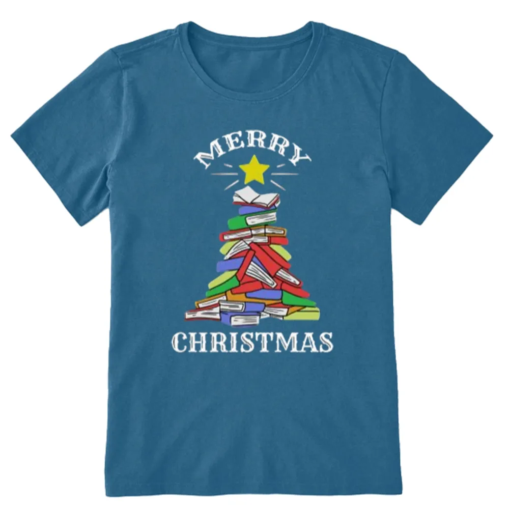 Pagewings Merry Christmas Book Tree Unisex Classic T-shirt